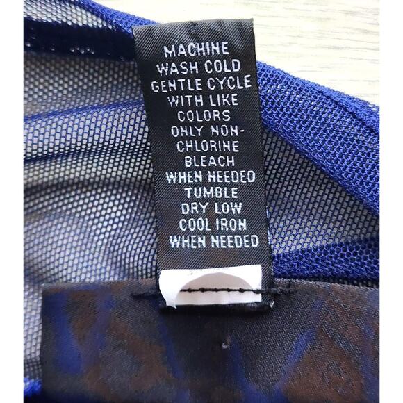 TOP/BLOUSE-INTERNATIONAL CONCEPTS-INC-Dark Blue Velvet-Netting-Short Sleeve-XL - Picture 5 of 10